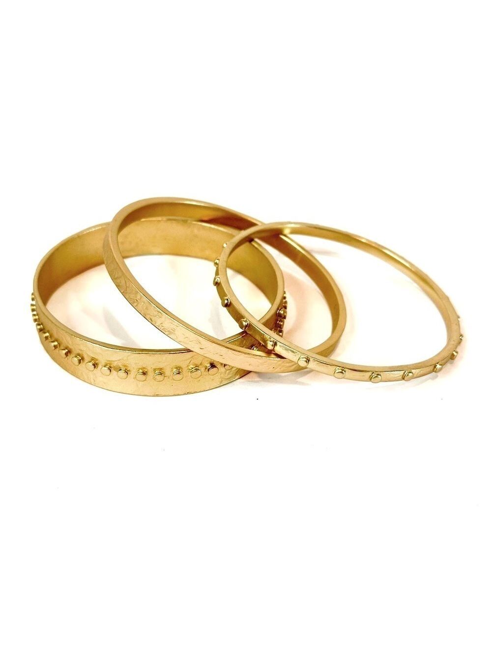 CHICO’s | Set of 3 Gold Tone Textured Bangle Bracelets | NEW